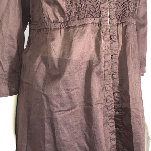 Vintage Brown Semi Sheer Cotton Prairie Boho Tunic Top 1X - Picture 5 of 13